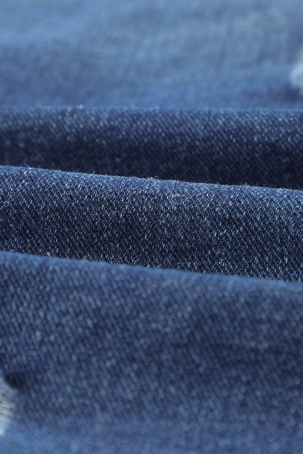 Sky Blue Denim Jacket with Lapel, Distressed Details