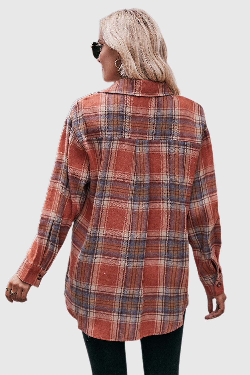 Caramel Casual Fashion Oversized Loose Plaid Shirt