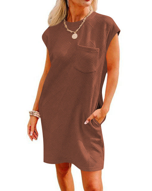 Cross-Border Sports Casual Pocket Short Sleeve Dress