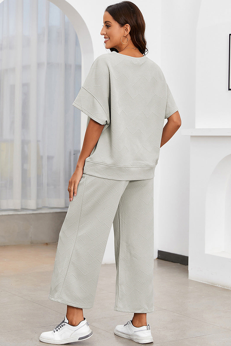 Solid Color Texture Casual Suit Thin Loose Covered Flesh Drawstring Sportswear Women