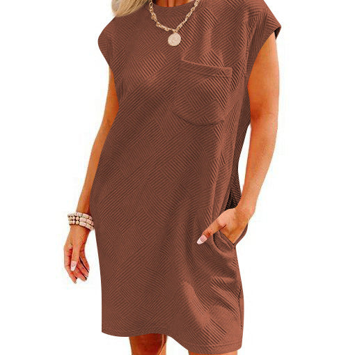 Cross-Border Sports Casual Pocket Short Sleeve Dress