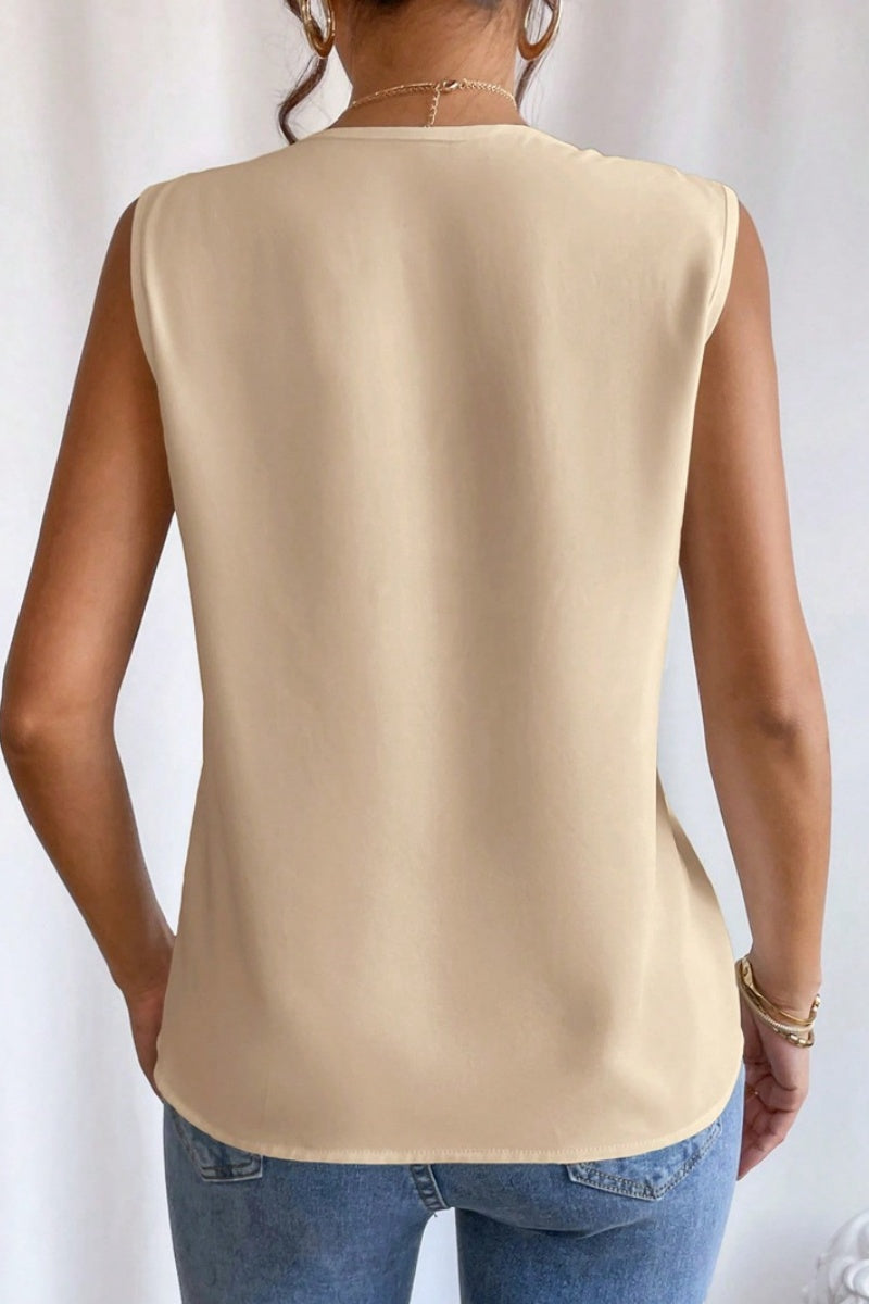 Women's Multi-Layer V-Neck Solid Color Vest