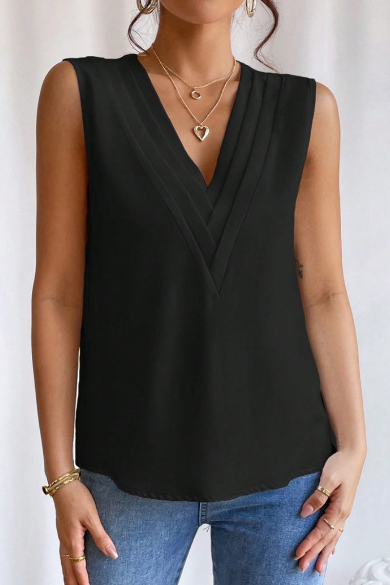 Women's Multi-Layer V-Neck Solid Color Vest