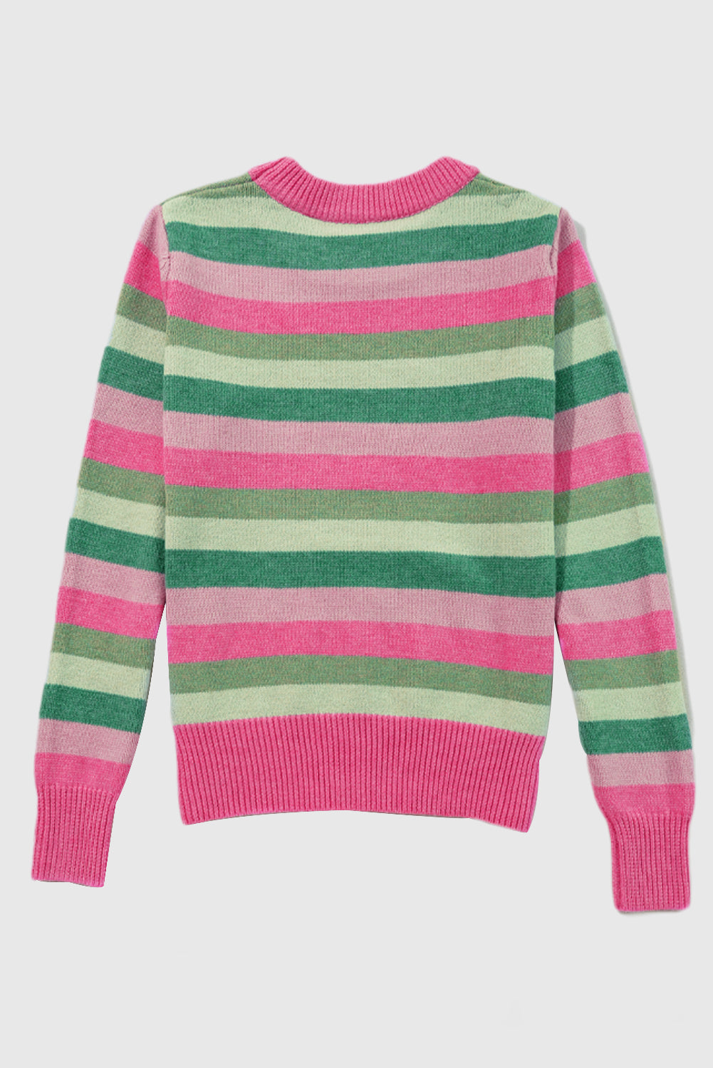 Color Block Ribbed Edge Round Neck Sweater