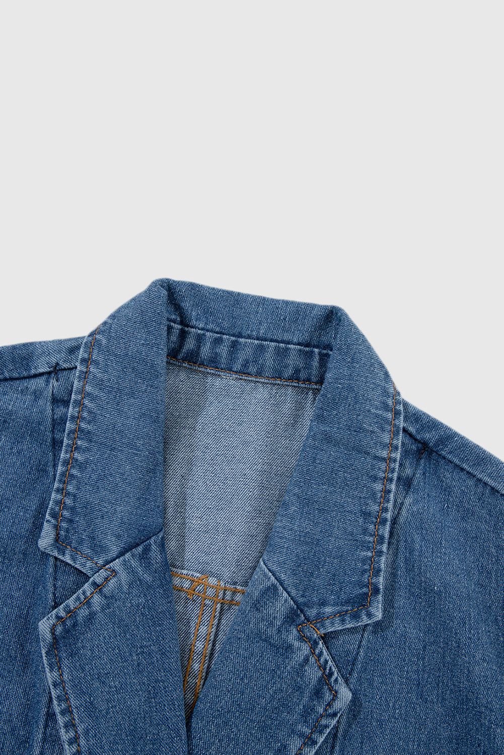 Side Pockets Lapel Collar Denim Jacket