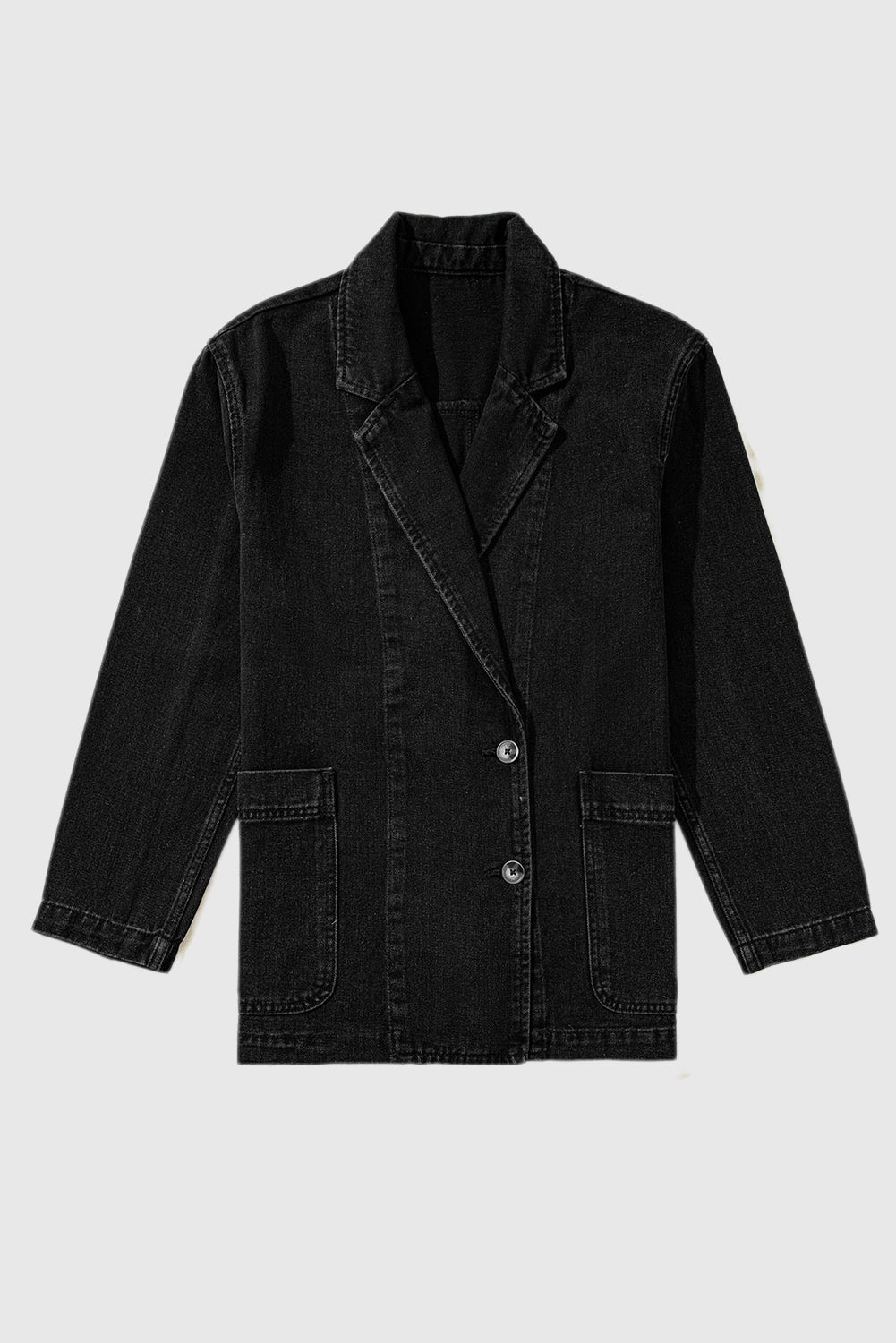 Side Pockets Lapel Collar Denim Jacket