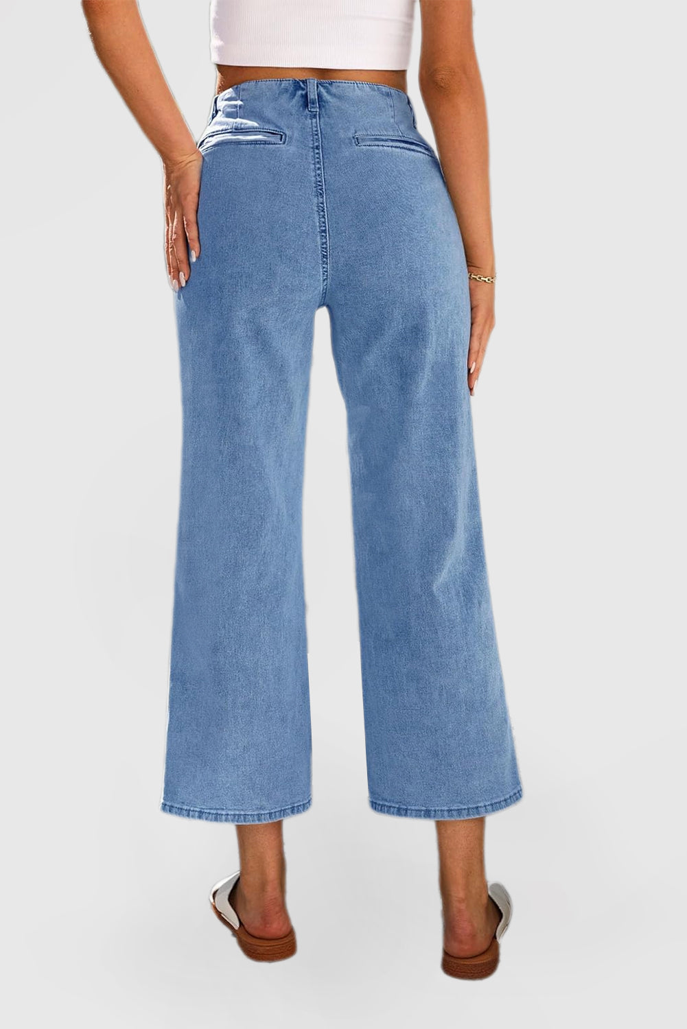 Women's High-Waisted Cropped Wide-Leg Baggy Jeans