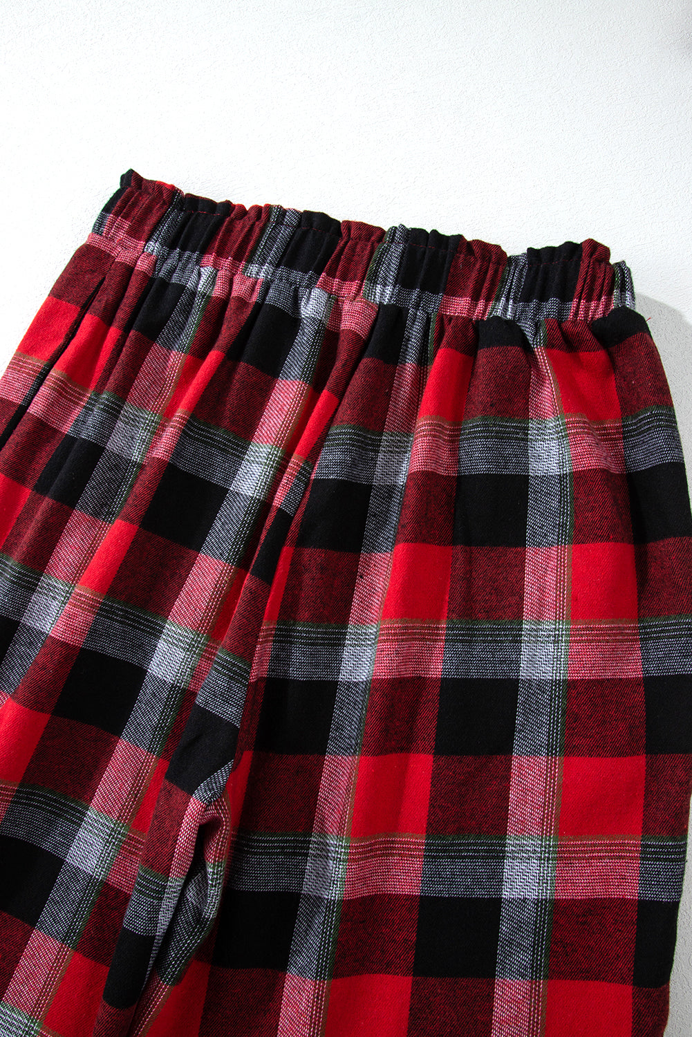 Christmas Plaid Button Up Top and High Waist Pants Set