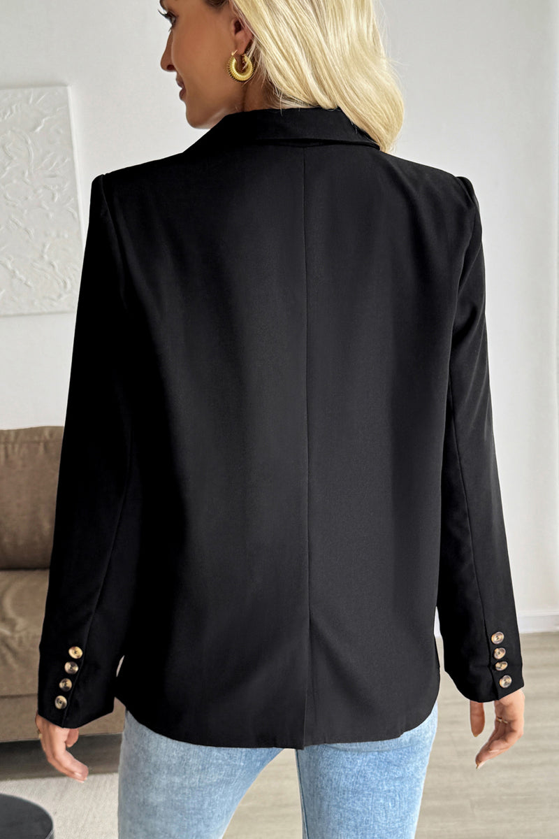 Women's Casual Black Blazer Jacket with Lapel