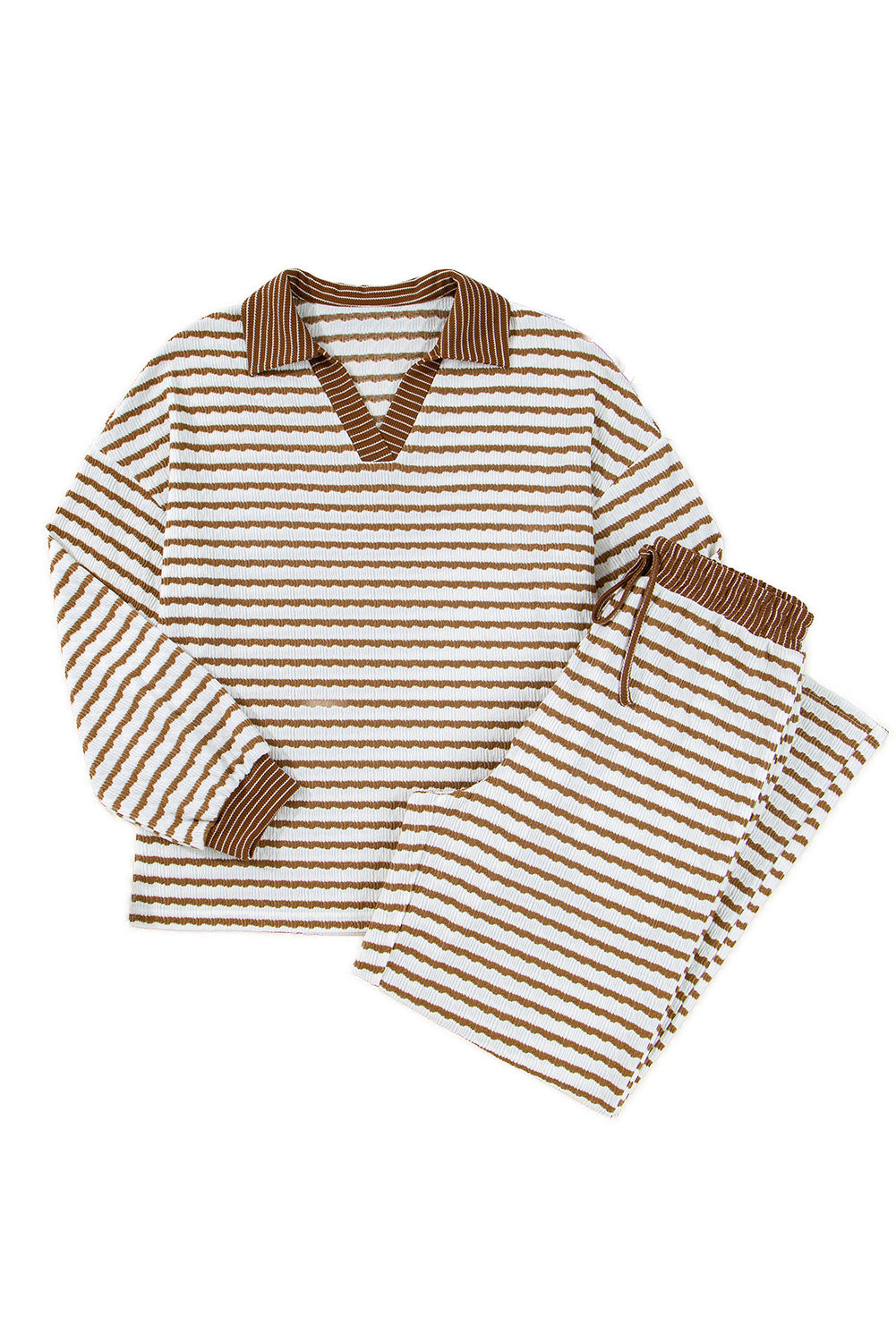 Collared Pullover Top and Drawstring Pant Set