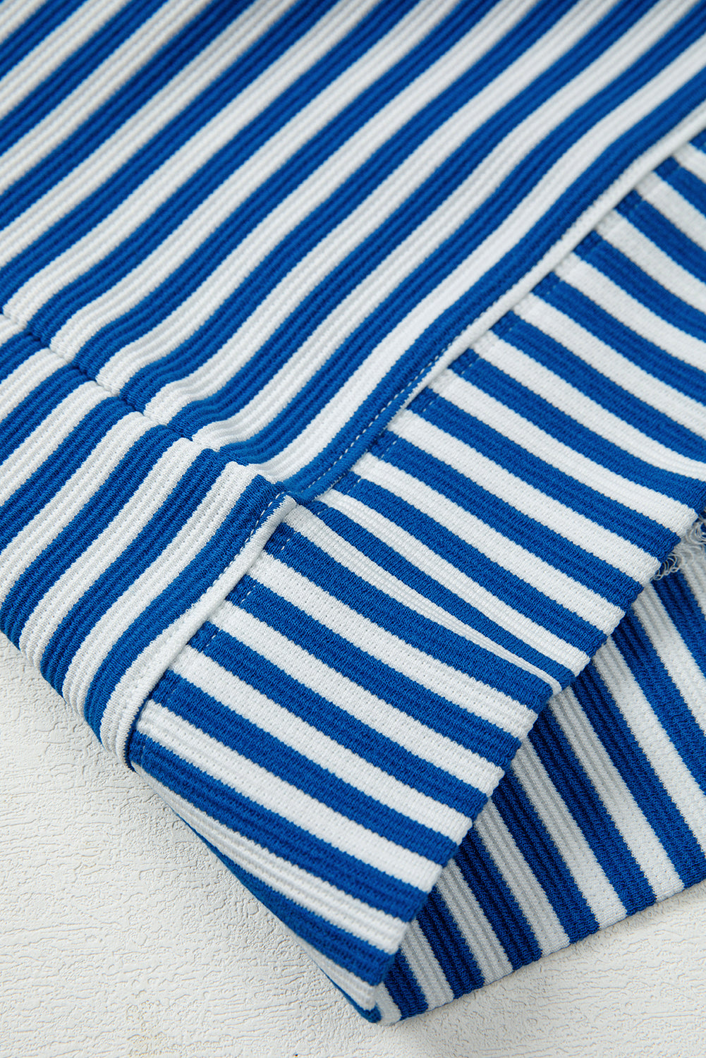 Stripe Quarter Zip Collar Pullover Long Sleeve Top