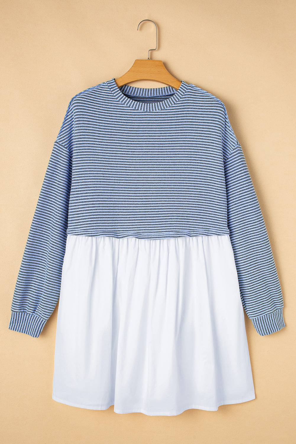 Patchwork Pleated High Waist Loose Mini Dress