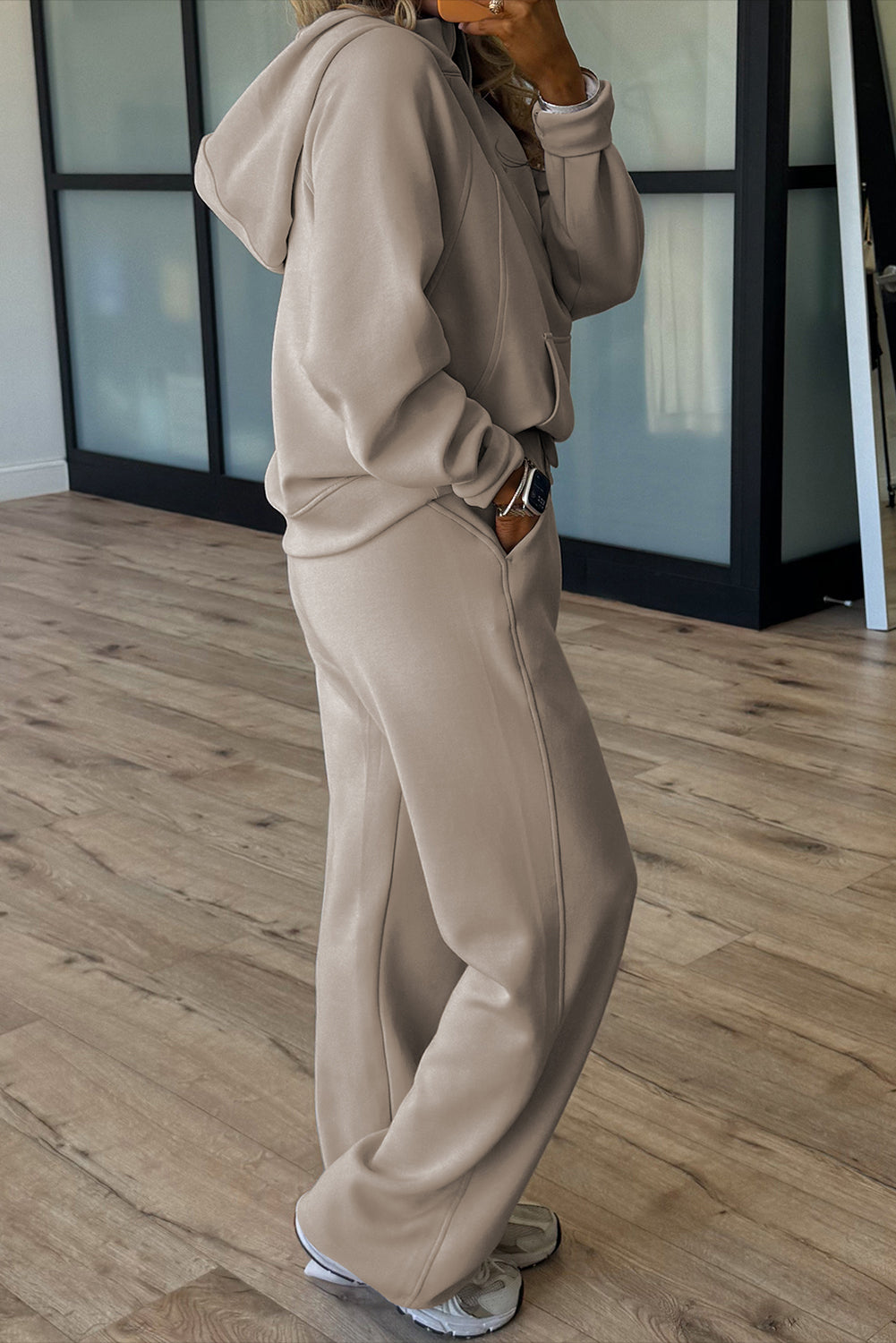 Activewear Half Zip Hoodie and Workout Pants Set