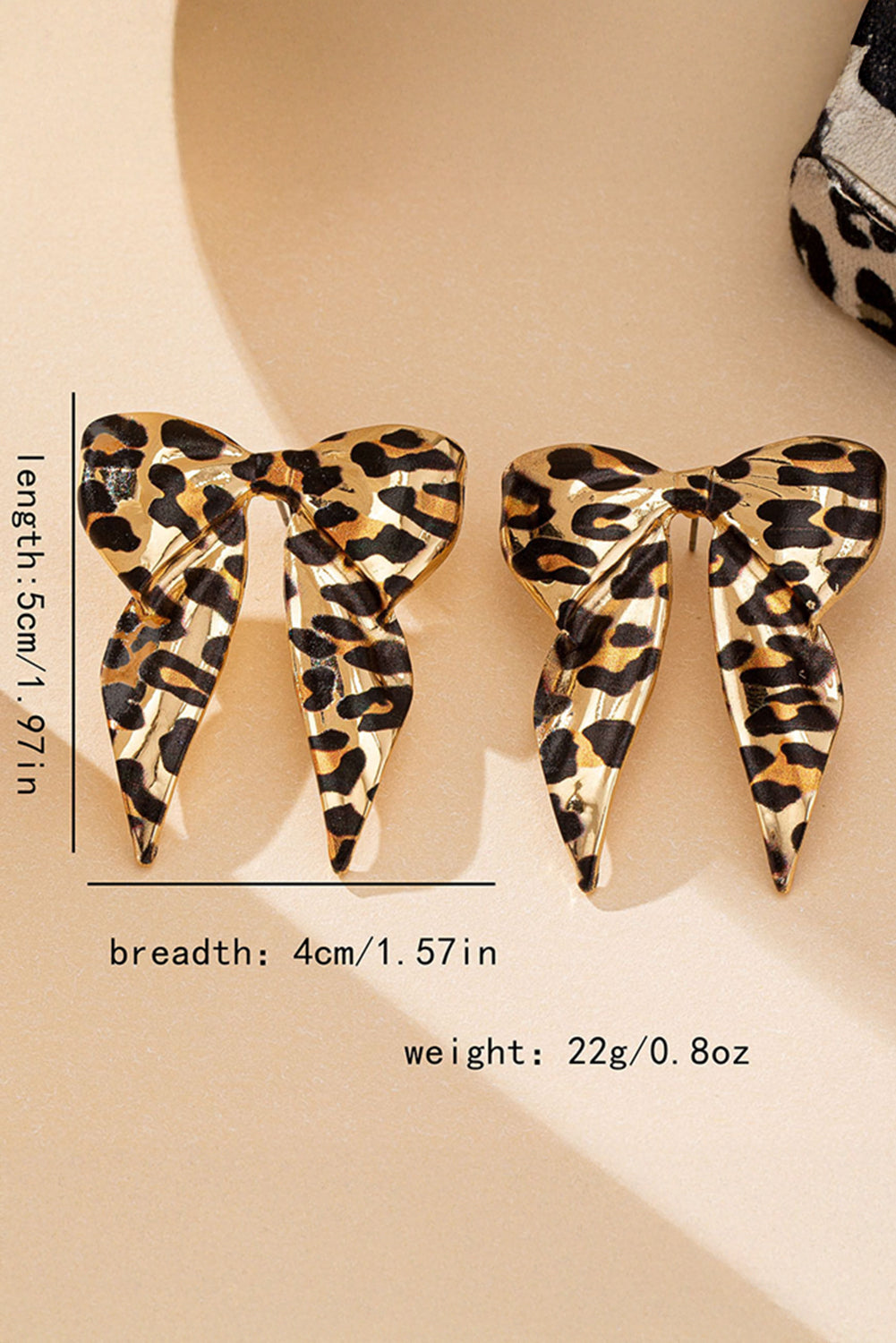 Gold Leopard Print Bow Knot Plated Alloy Earrings