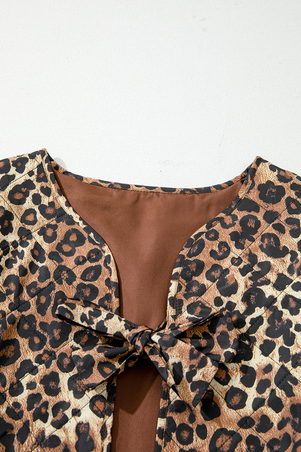 Leopard Quilted Tie Front Jacket for Women