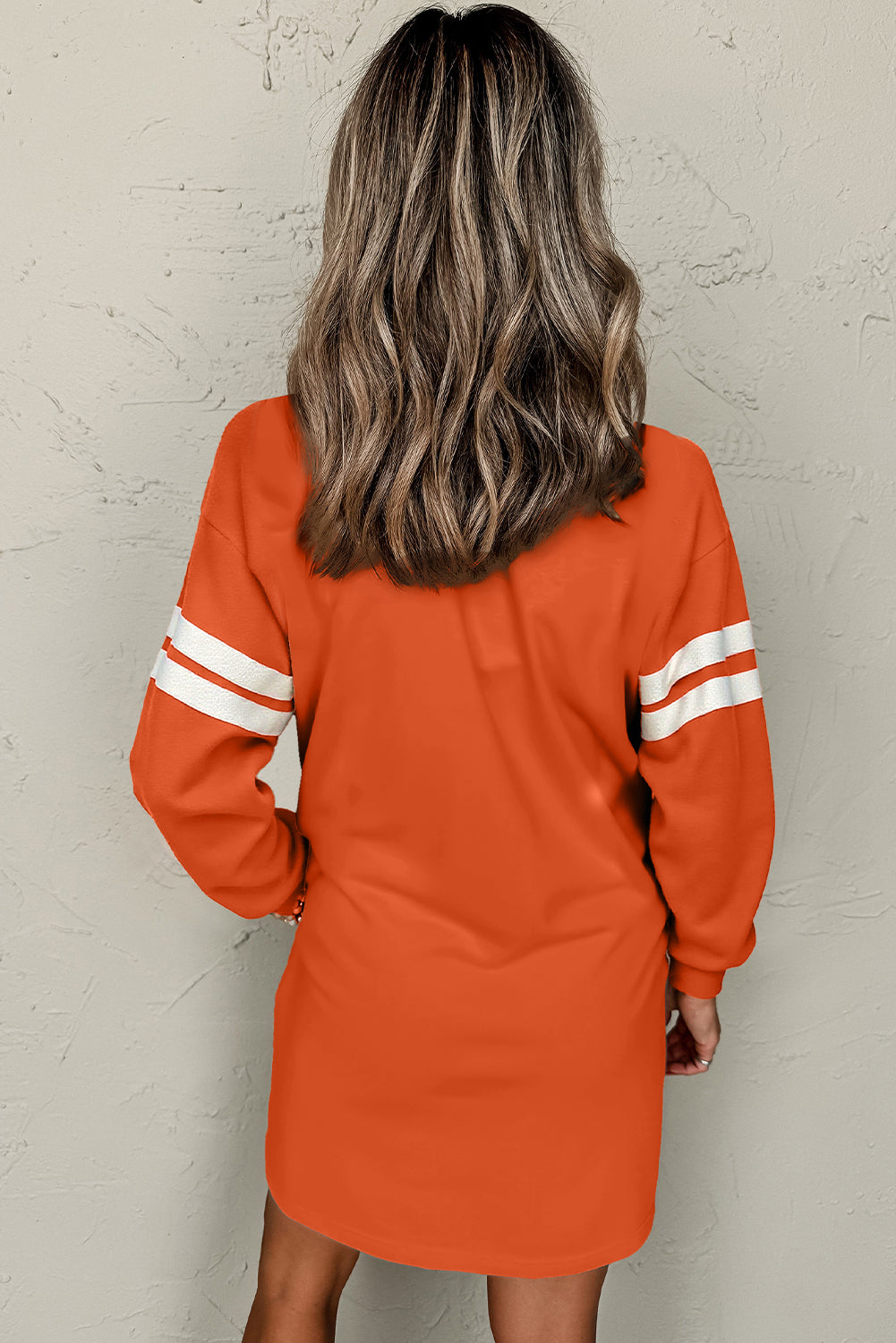 Varsity Contrast Banded Sleeve Shift Sweatshirt Dress