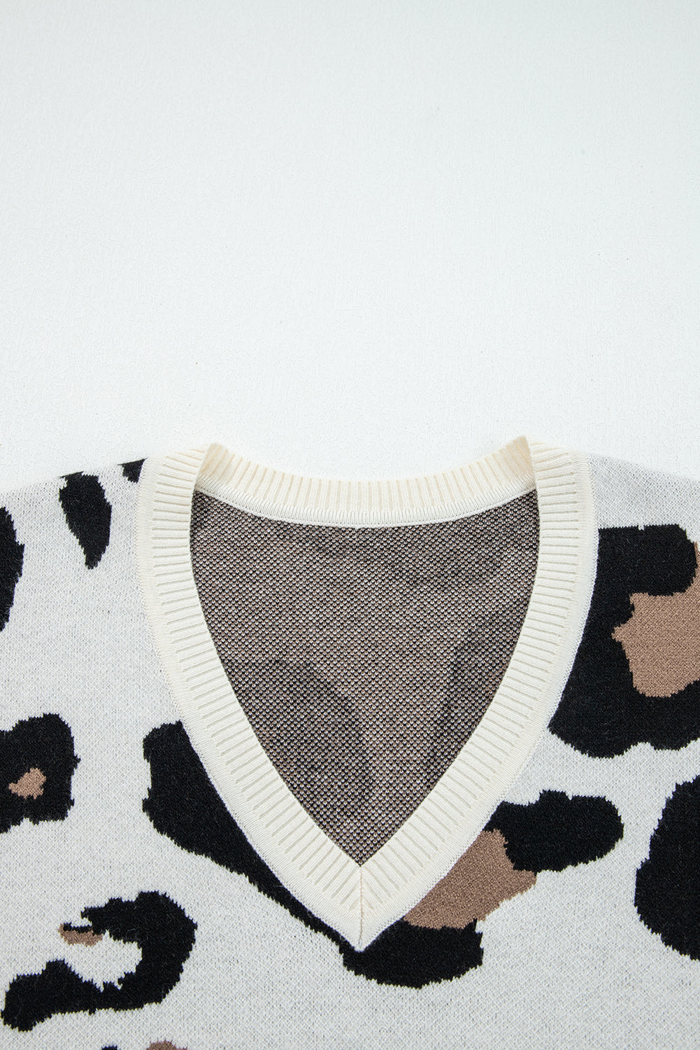 Stream Leopard Print Color Block Patchwork V Neck Sweater