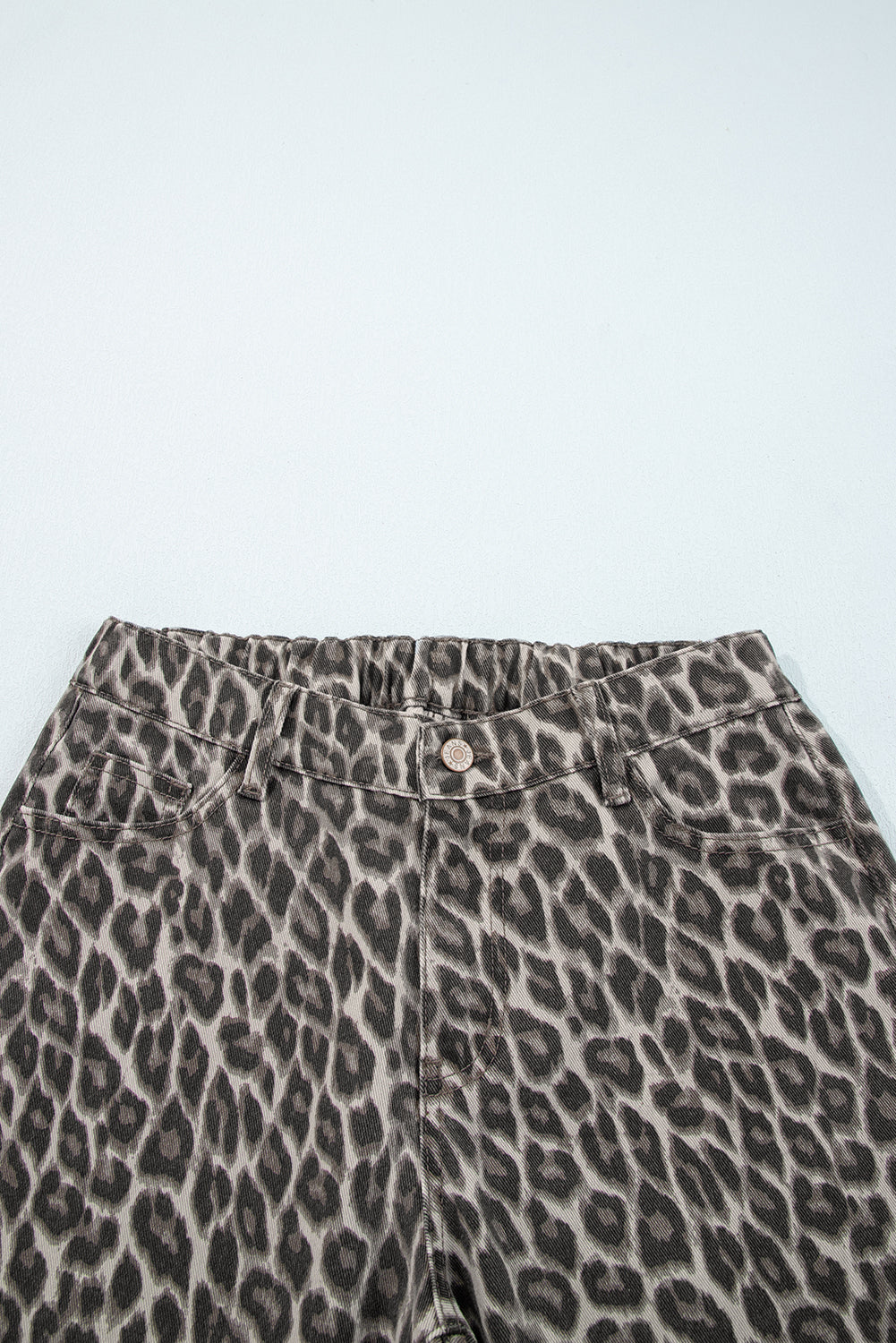 Leopard Print High Waist Wide Leg Casual Jeans