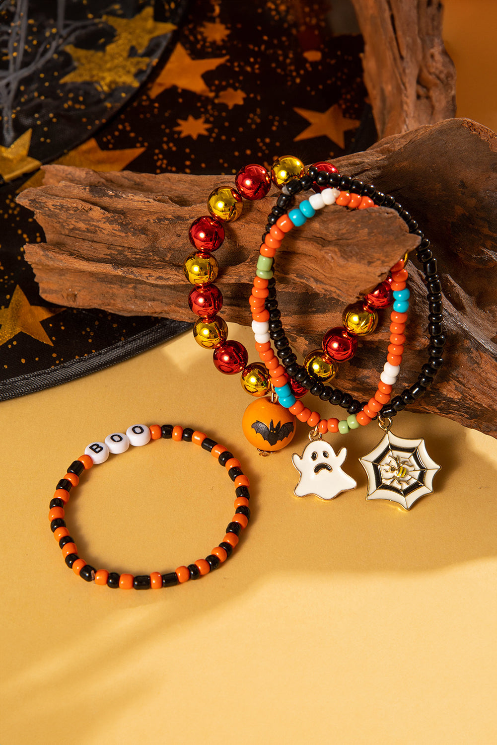Orange 4pcs Halloween Ghost Spider Set
