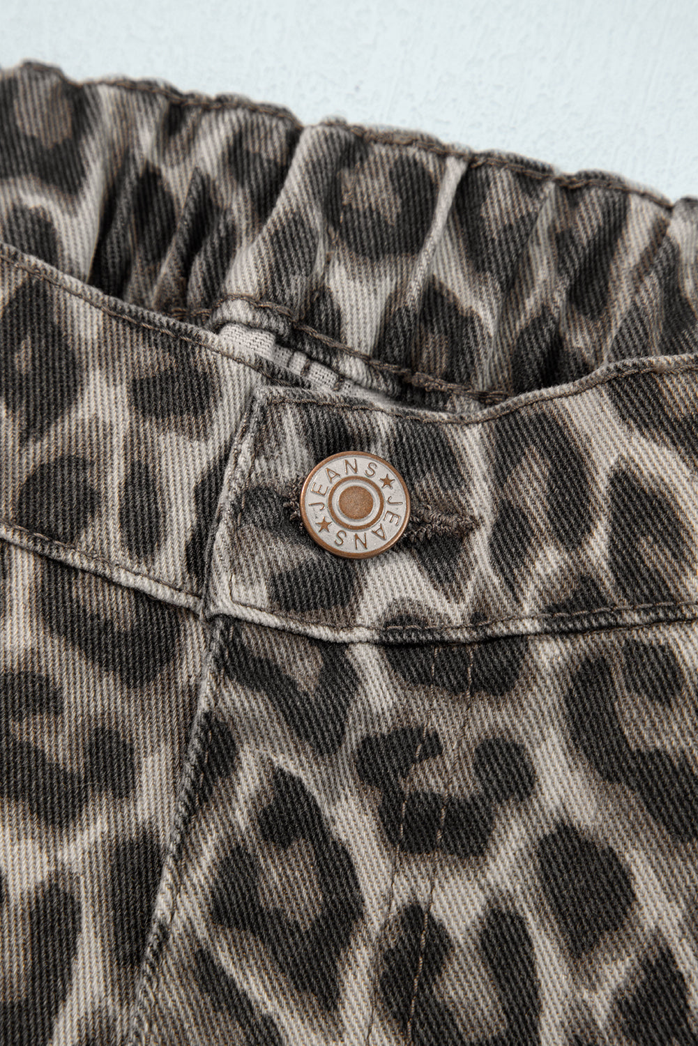 Leopard Print High Waist Wide Leg Casual Jeans