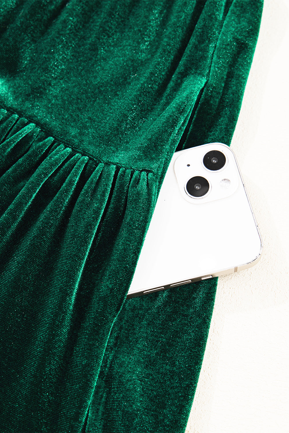 Evergreen Sequin Puff Sleeve Tiered Velvet Mini Dress