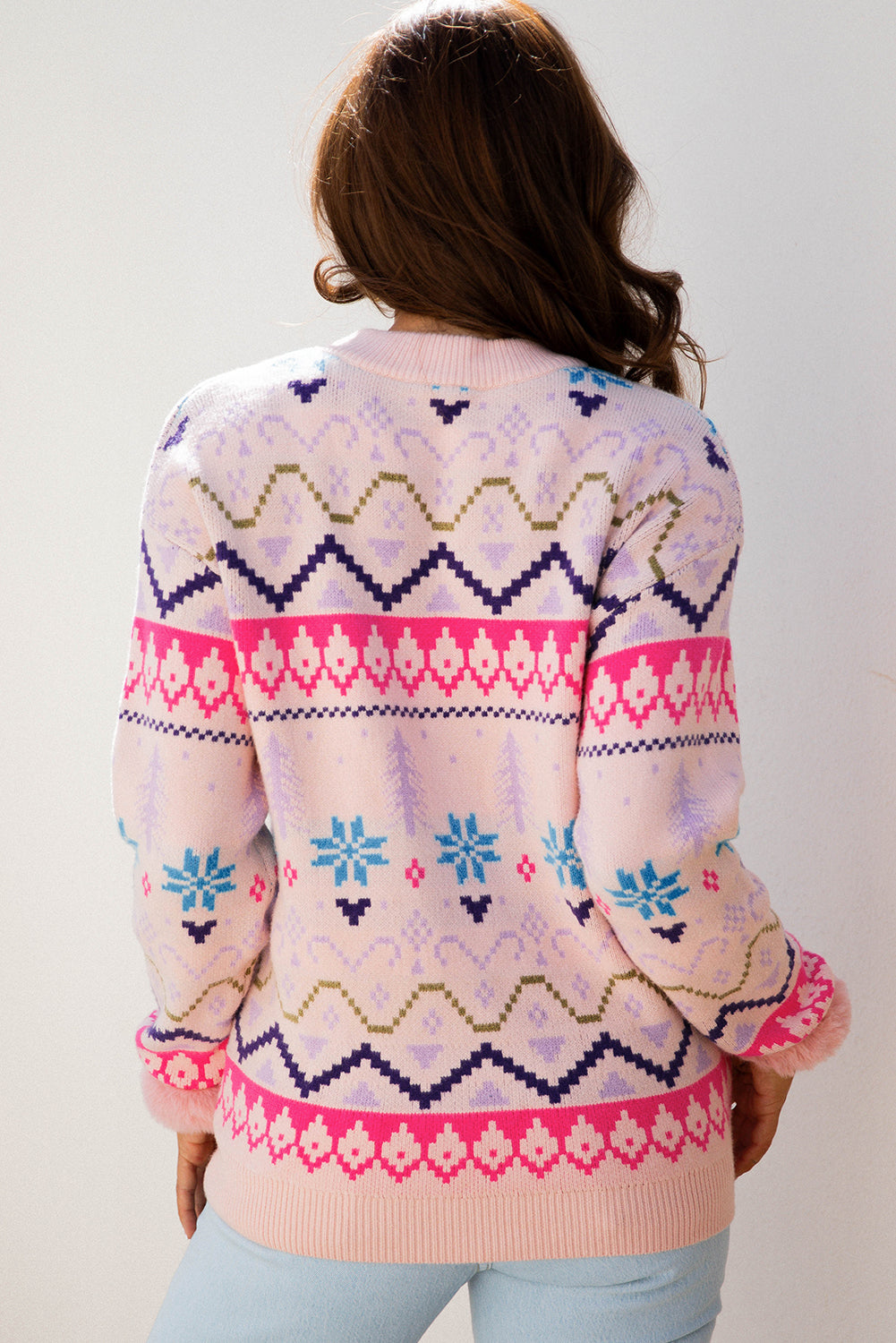 Wholesale Multicolor Christmas Snowflake Knit Sweater