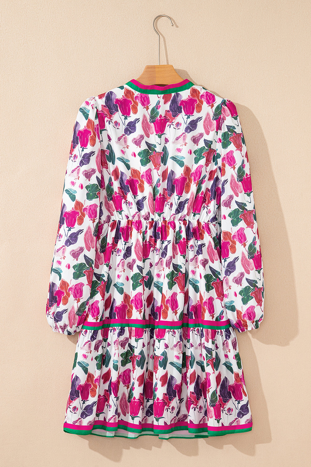 Street Style Floral Print Long Sleeve Mini Dress