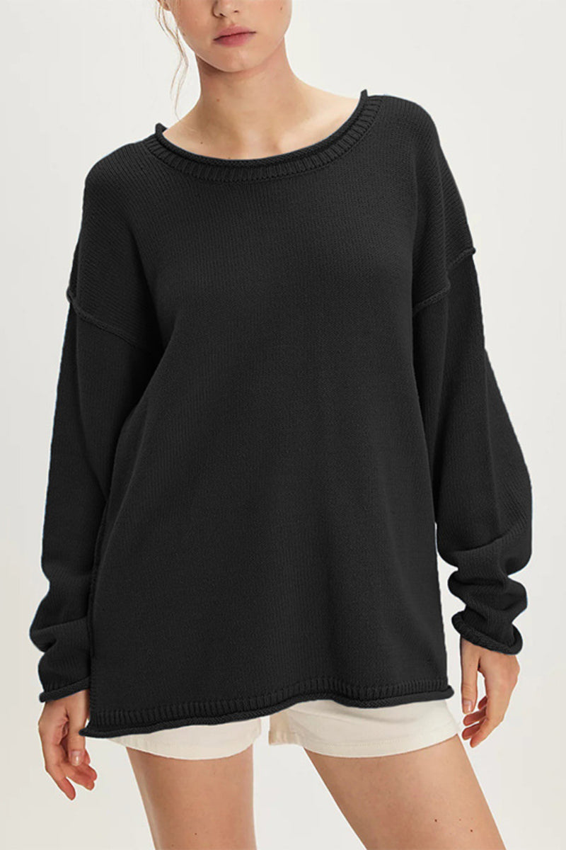 Oversized Knit Pullover Crewneck Sweater