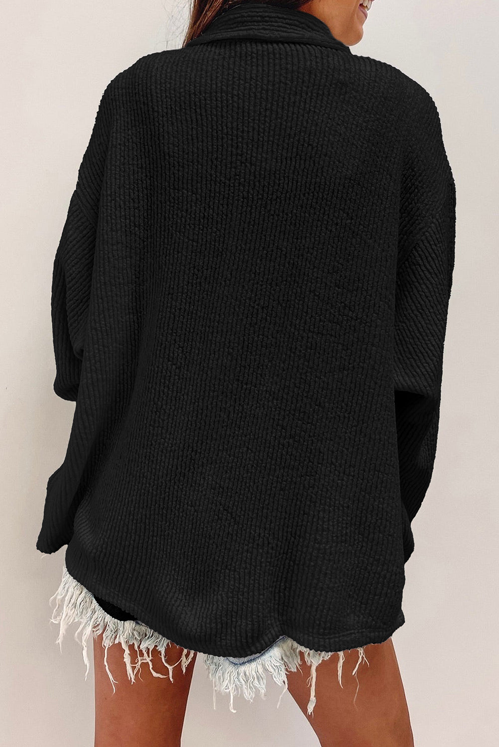 Corduroy Buttoned Long Sleeve Shacket