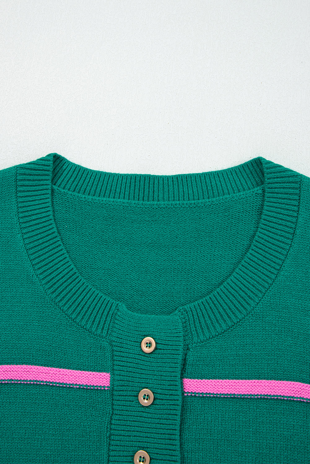 Stripe Half Button Drop Shoulder Plus Size Sweater