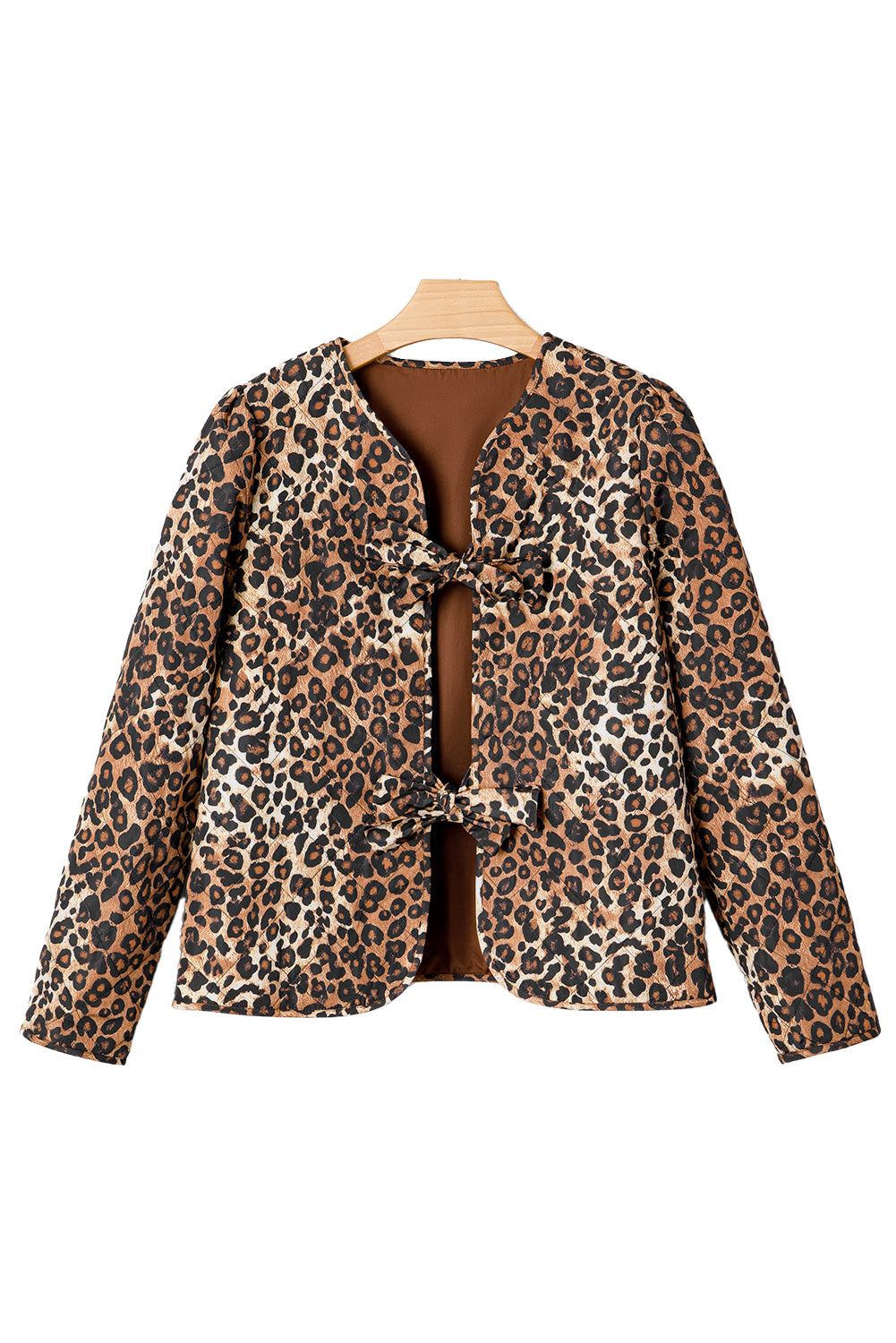 Leopard Quilted Tie Front Jacket for Women