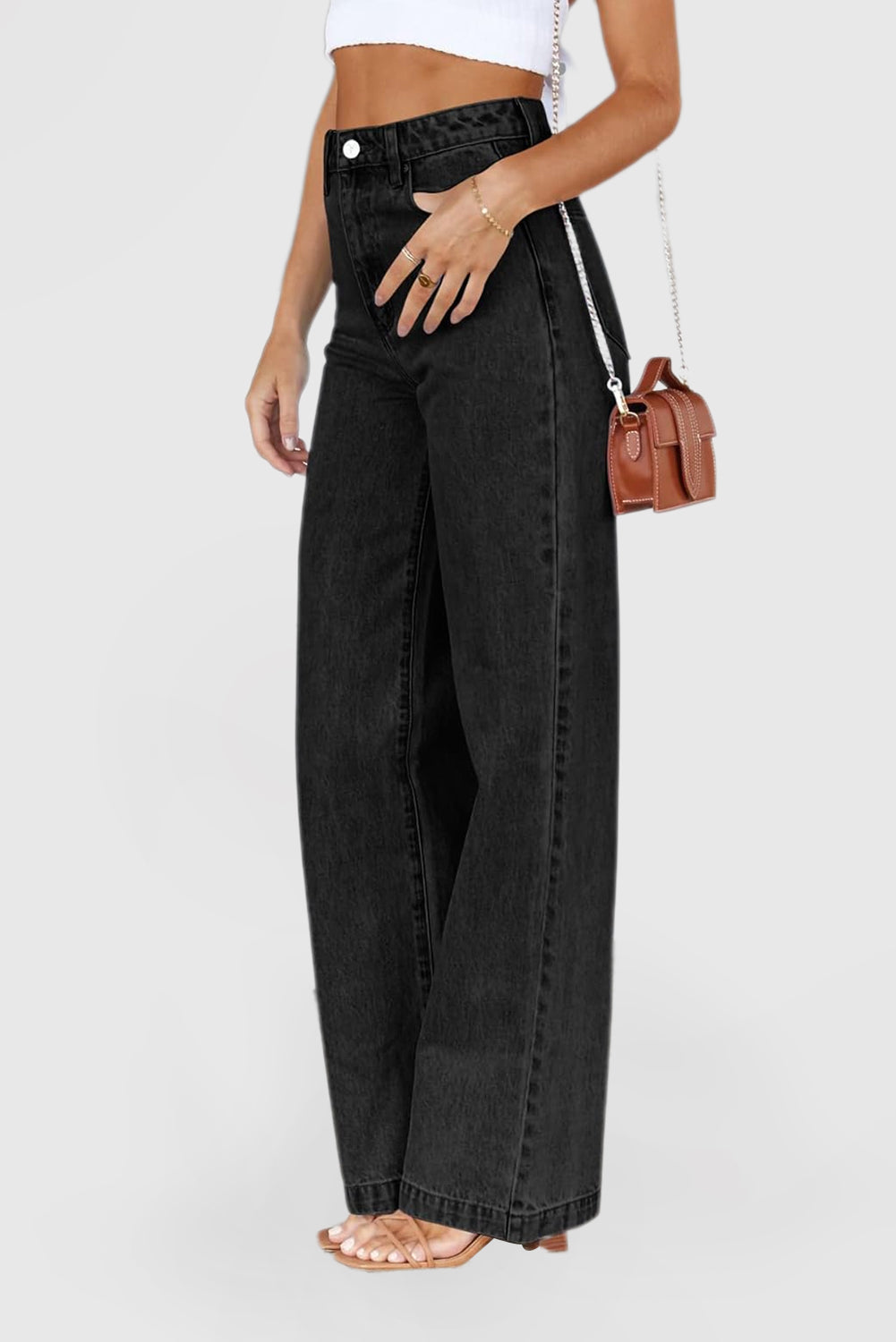 Women's High Waisted Wide Leg Jeans Straight Legs