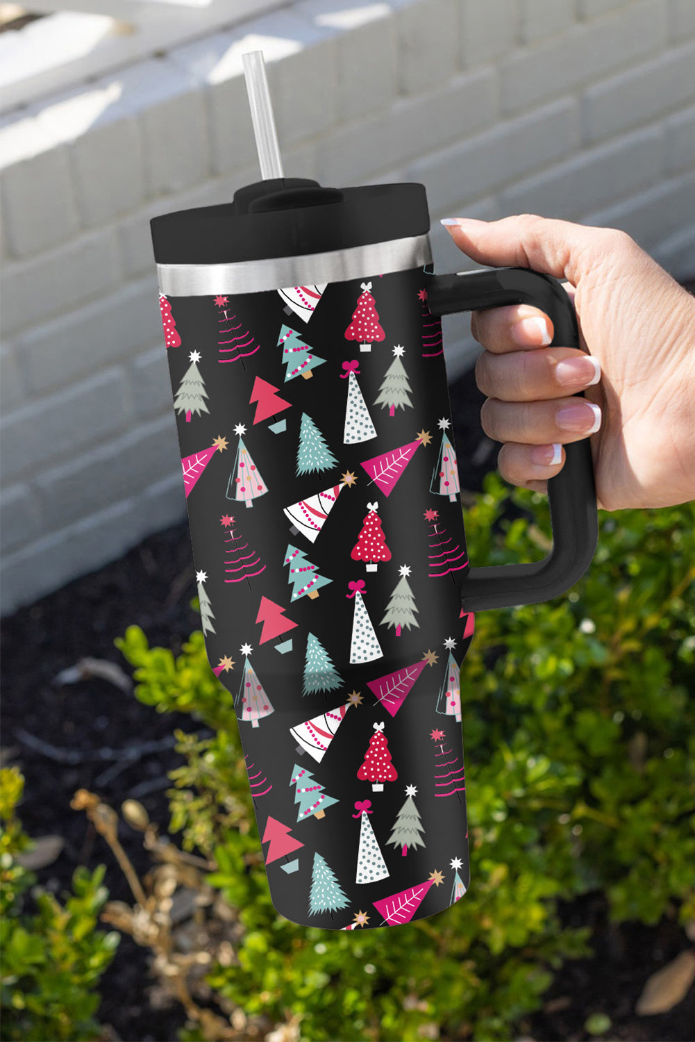Cartoon Christmas Tree Printed 40oz Travel Tumbler