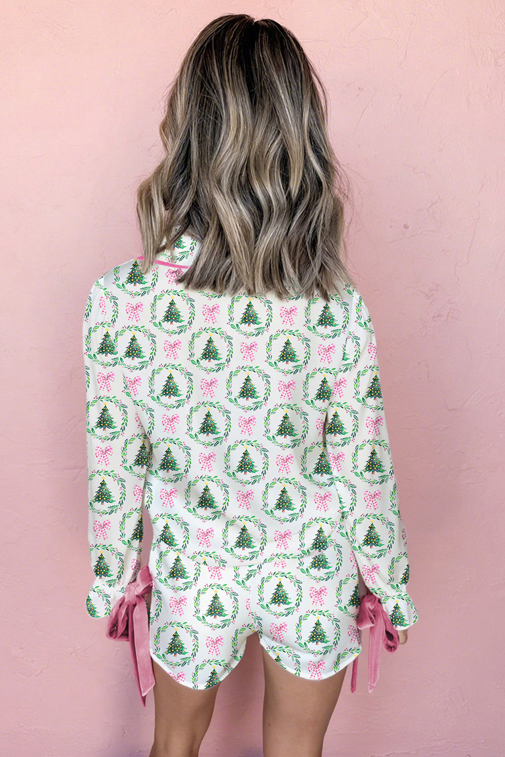 Cozy Christmas Velvet Bow Knot Loungewear Pajama Set
