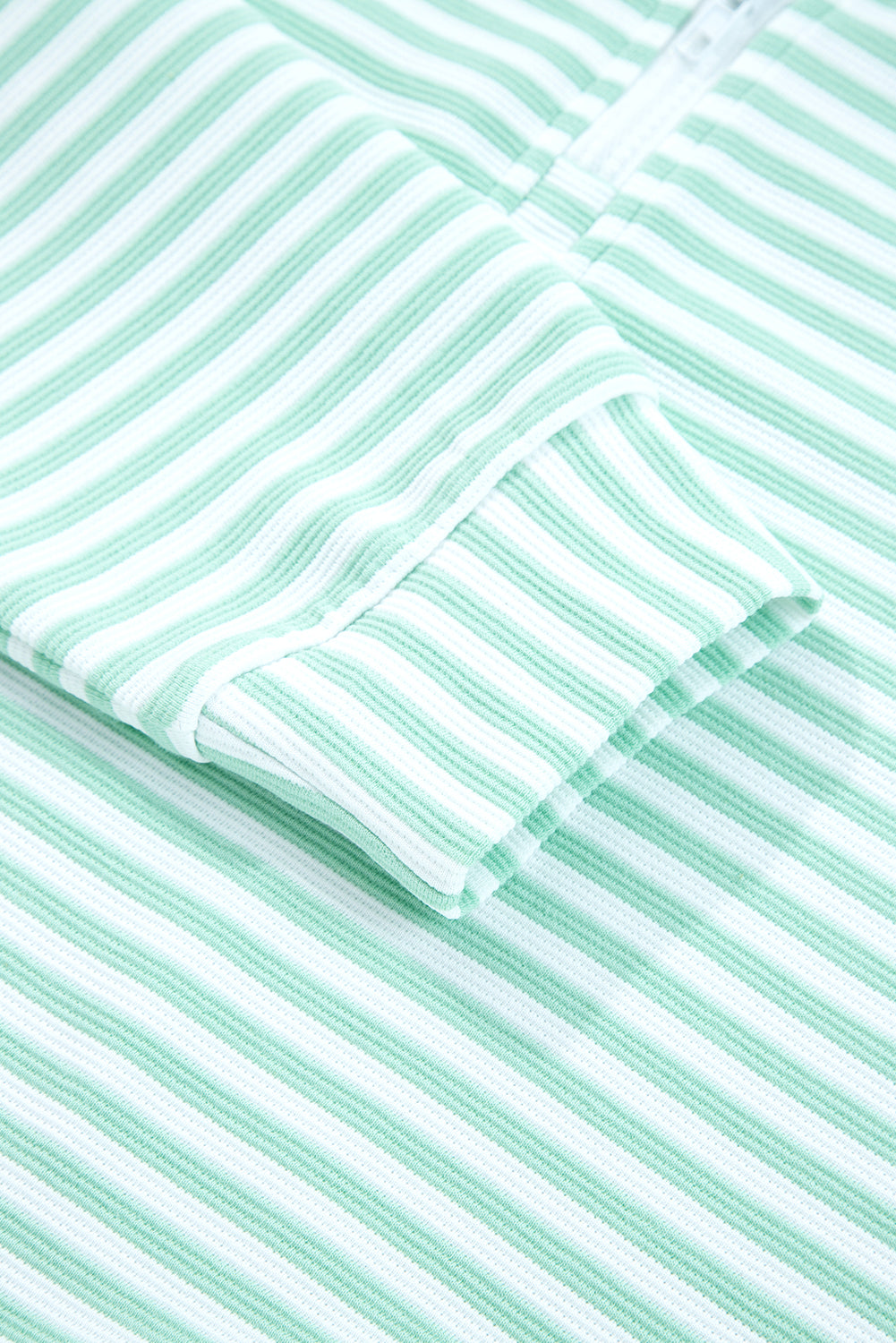 Stripe Quarter Zip Collar Pullover Long Sleeve Top