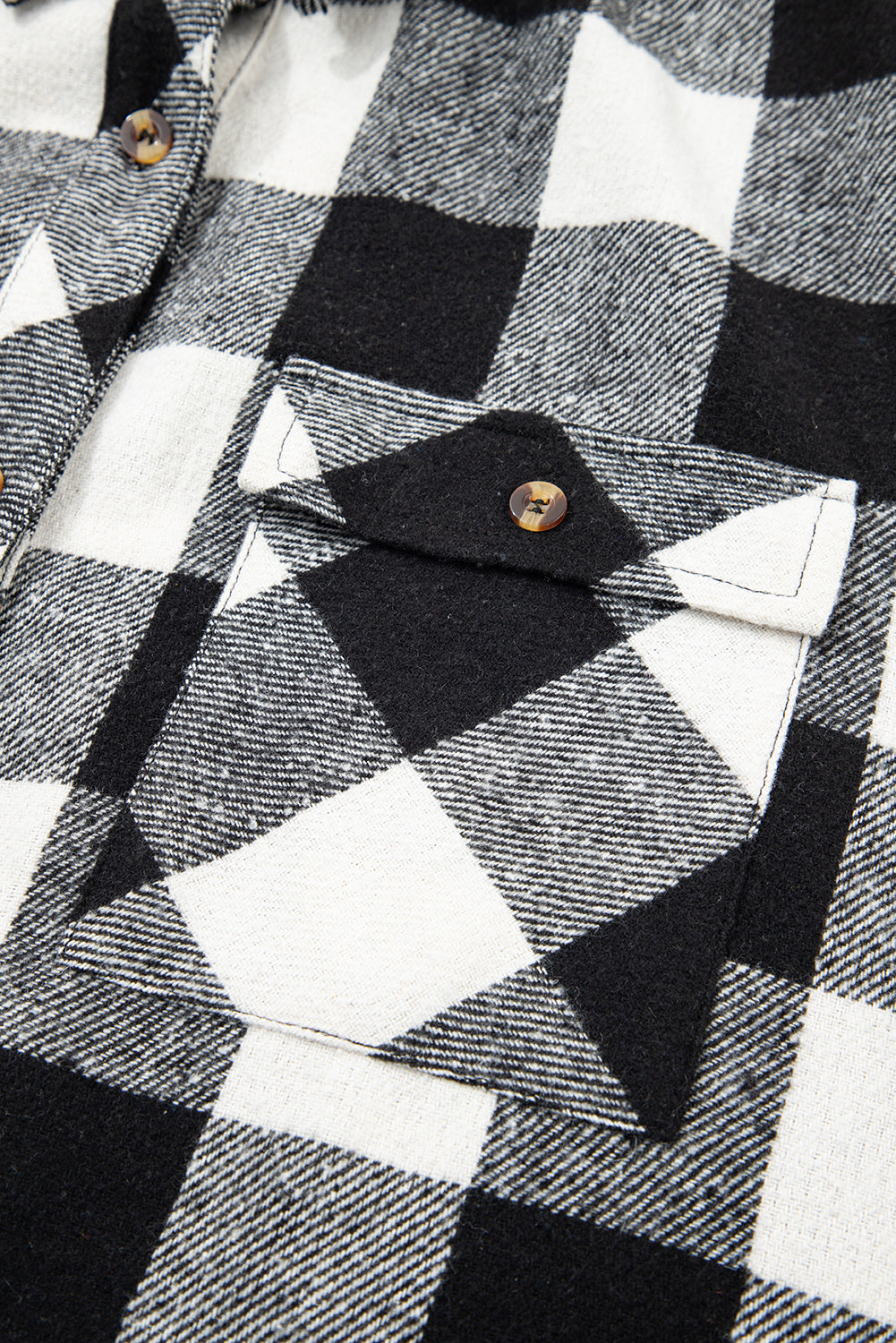 Casual Plaid Hoodie Drawstring Button Shacket