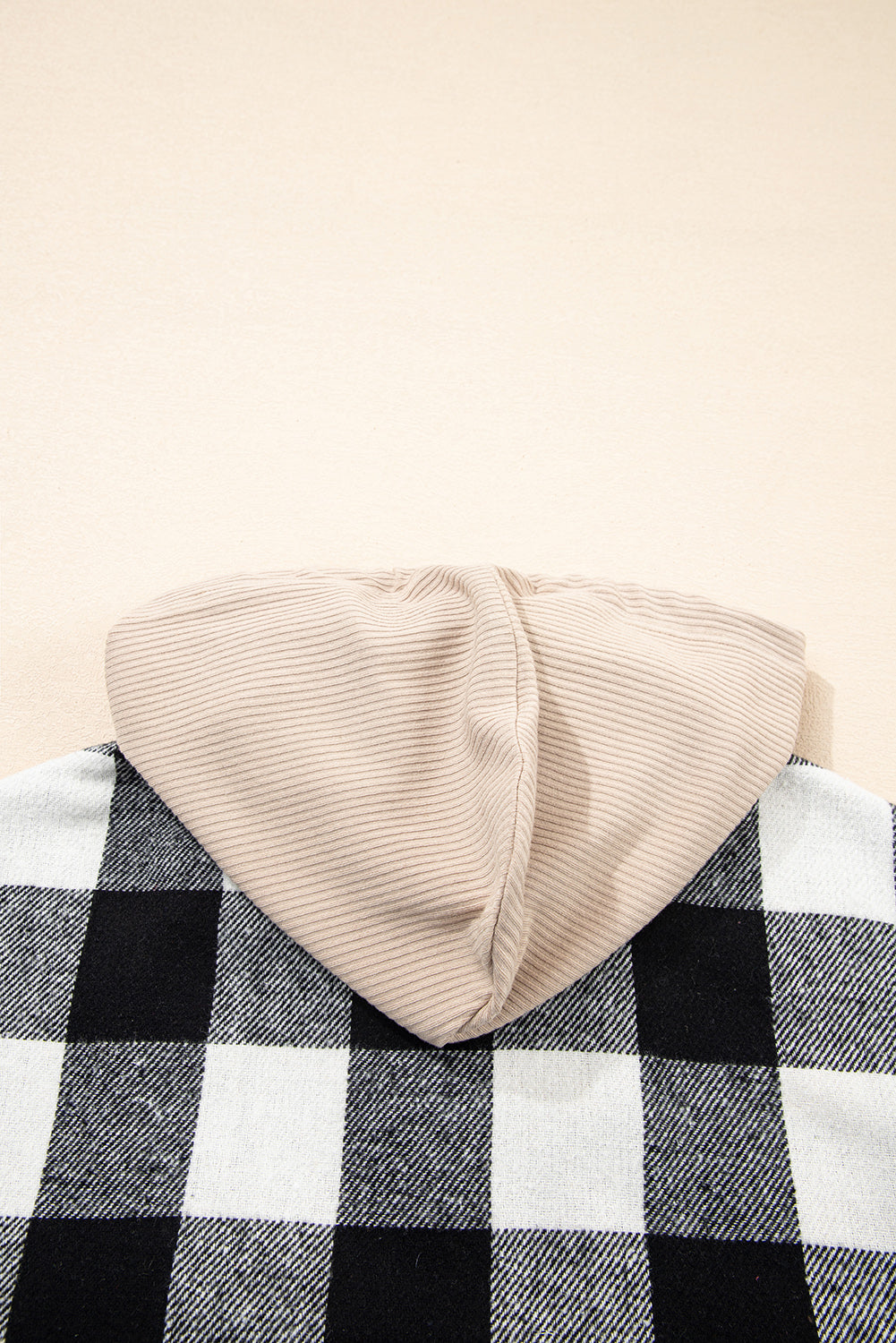 Casual Plaid Hoodie Drawstring Button Shacket