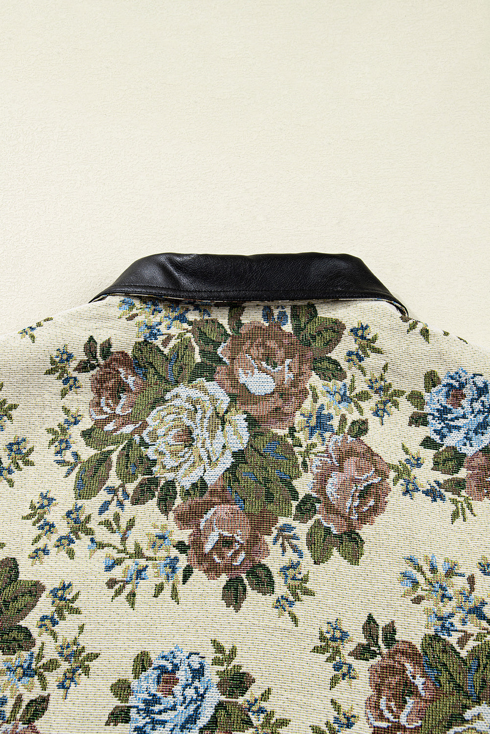 Floral Print Zip Up Contrast Collared Jacket