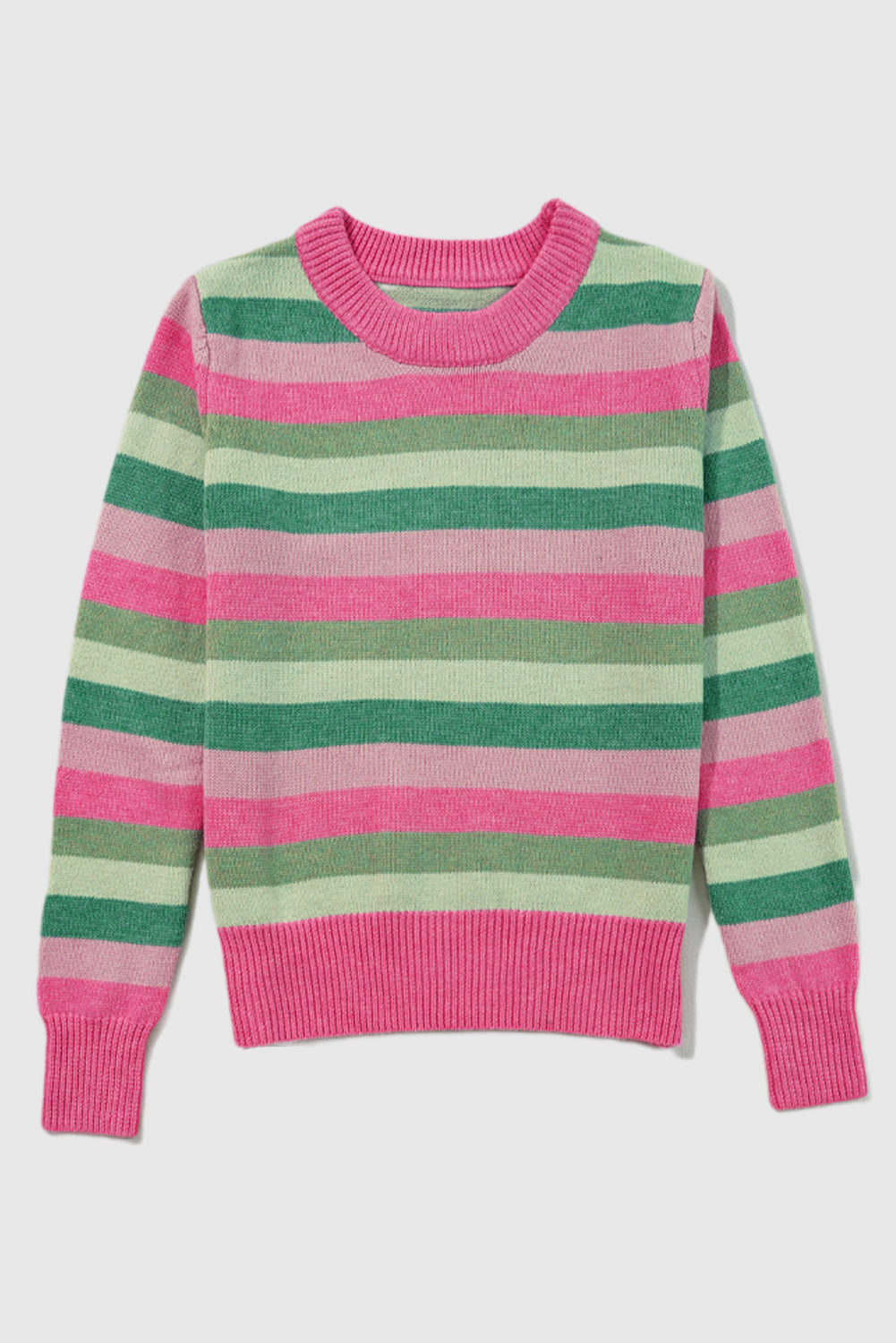 Color Block Ribbed Edge Round Neck Sweater