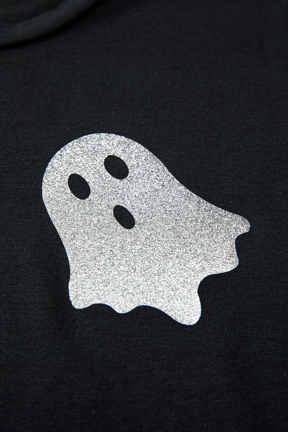 Black Glitter Ghost Pattern Halloween T Shirt