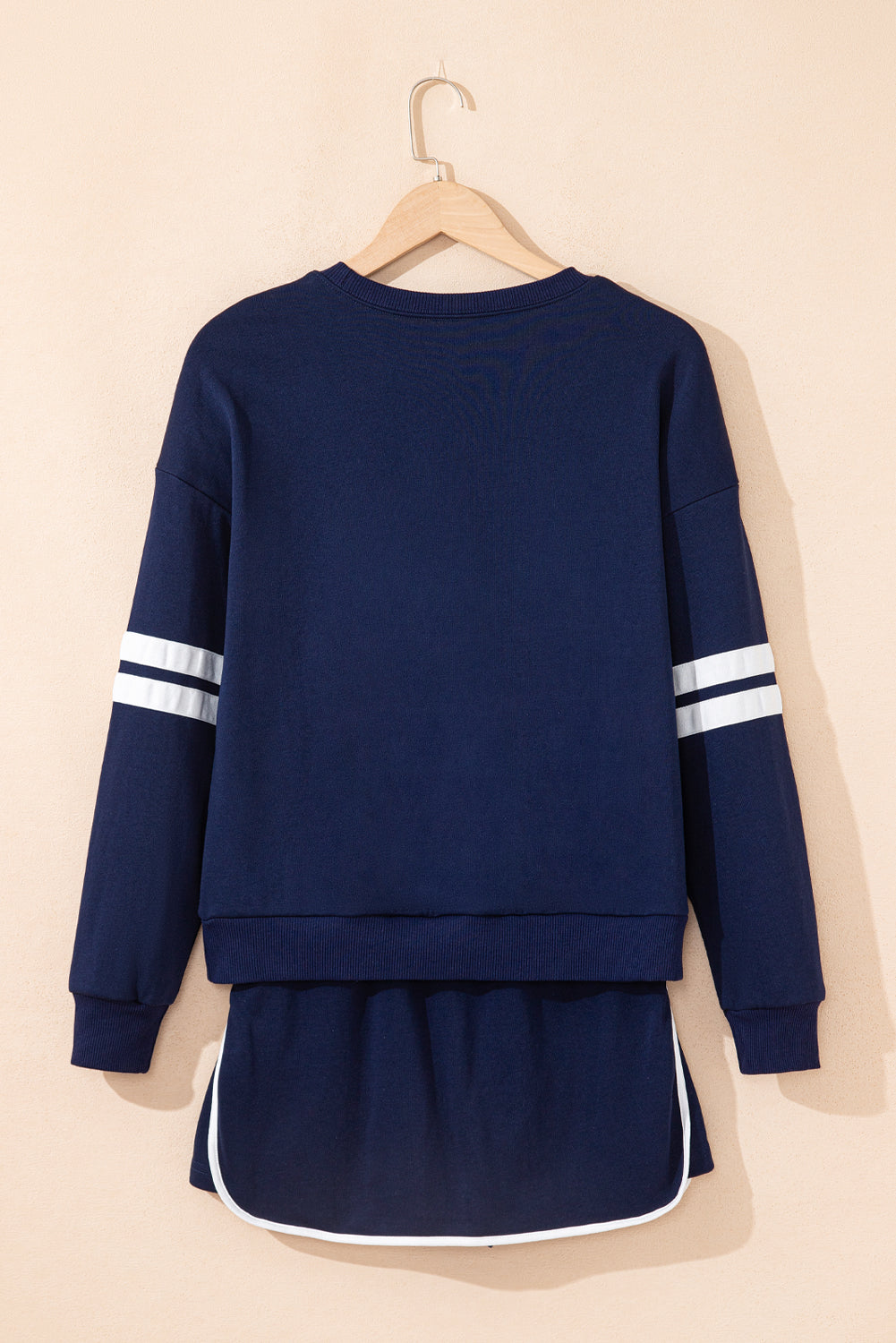 Varsity Stripe Pullover and Mini Skirt Two Piece Set