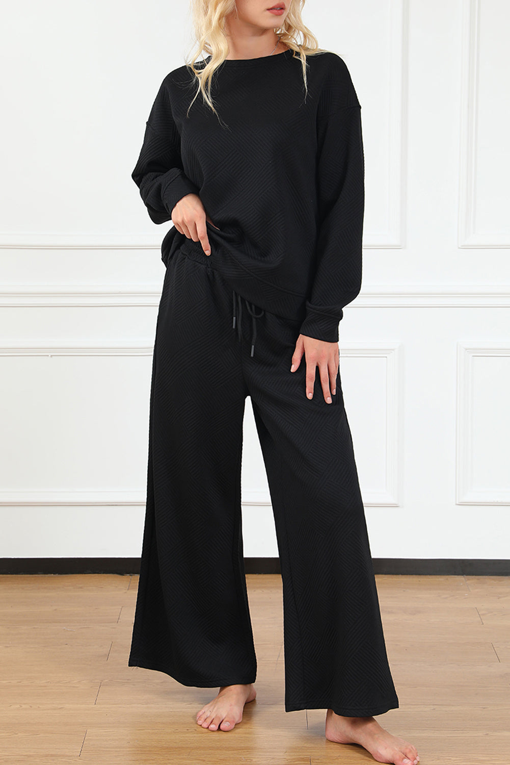 Women Ultra Loose Textured 2pcs Slouchy Outfit