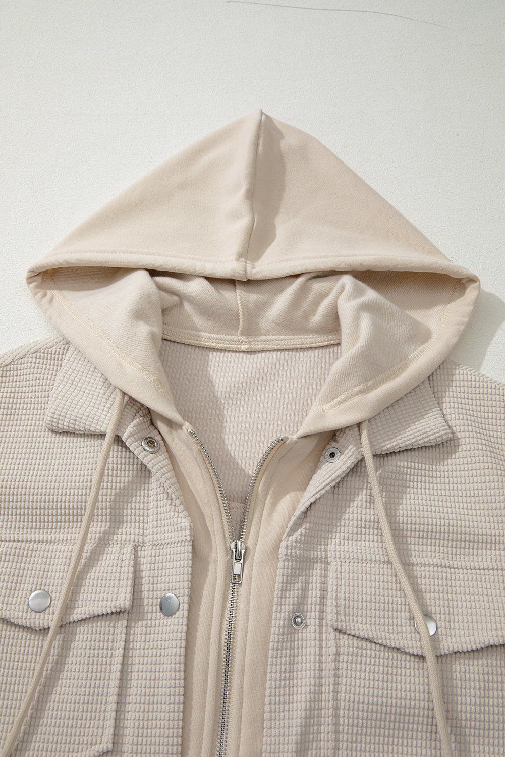 Oversized Hooded Knit Textured Streetwear Shacket