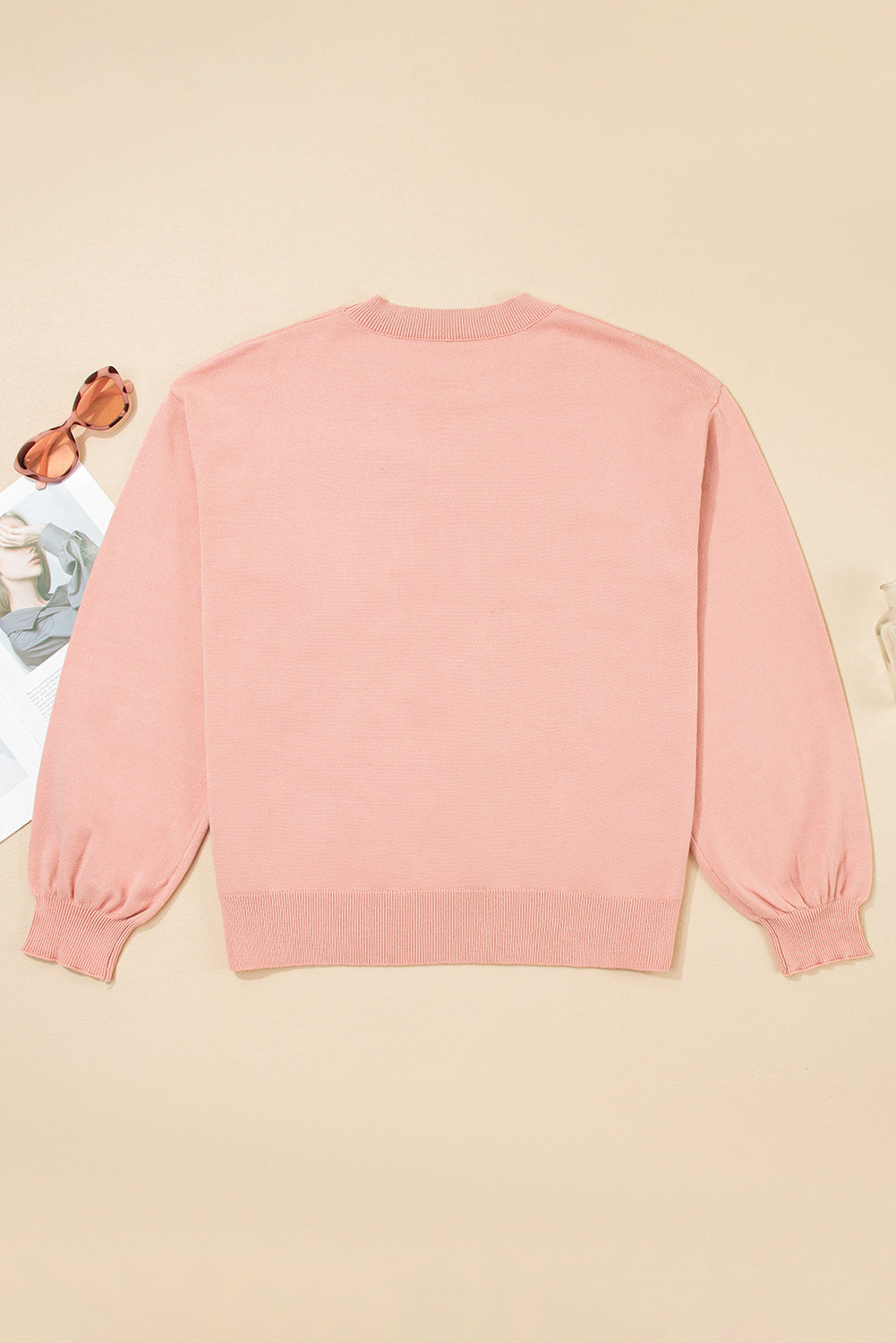 Blossom Big Flower Accent Bubble Sleeve Sweater