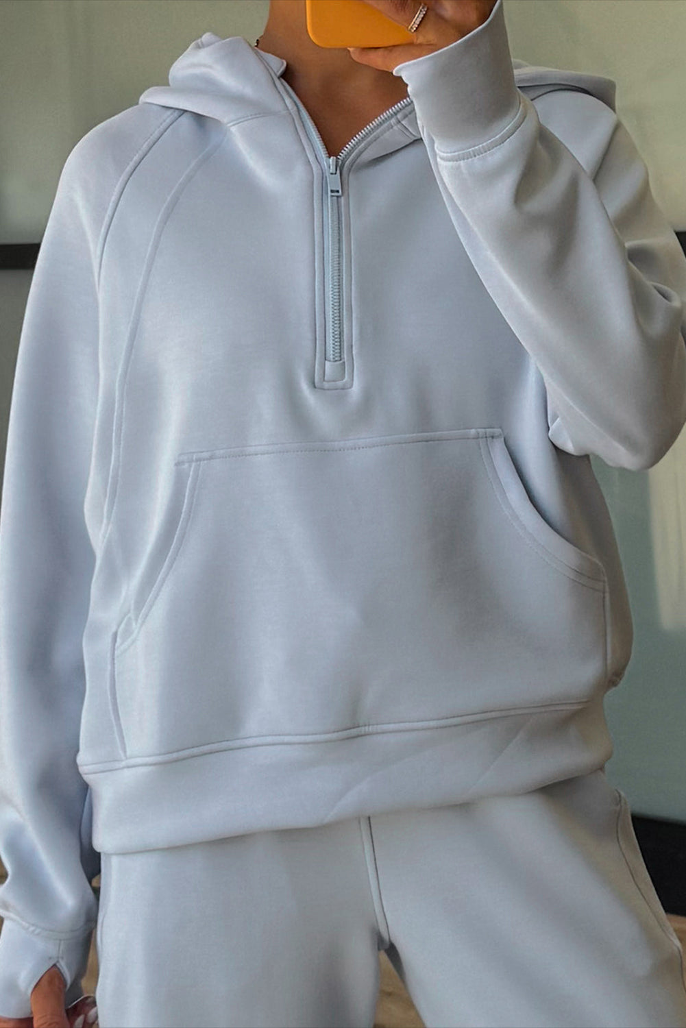 Activewear Half Zip Hoodie and Workout Pants Set