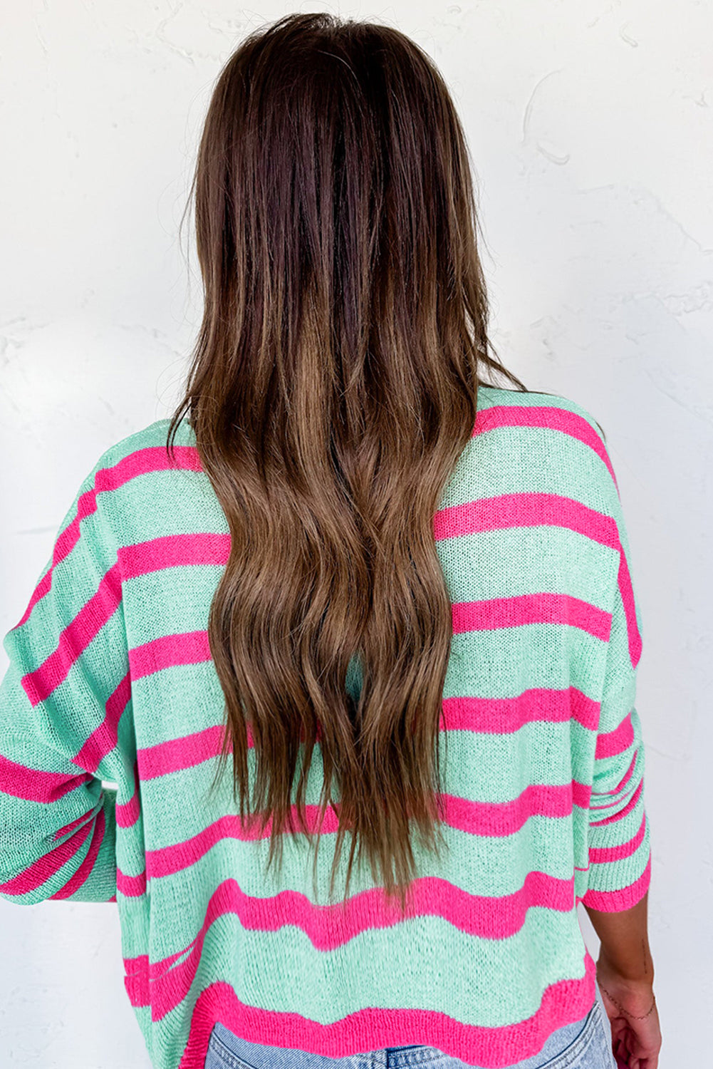 Colorblock Stripe Round Neck Long Sleeve Sweater