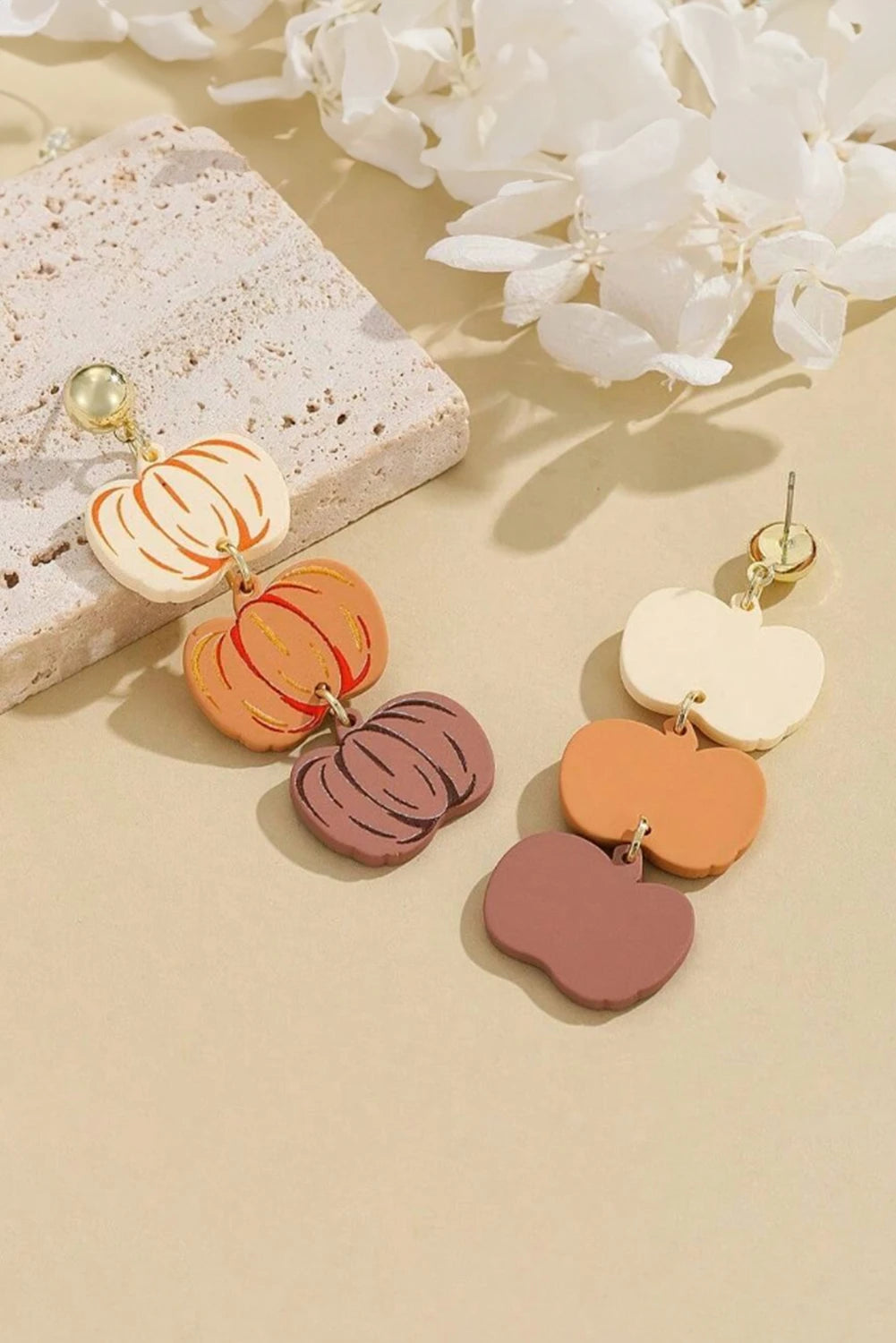 Acrylic Pumpkin Dangle Fall Statement Earrings