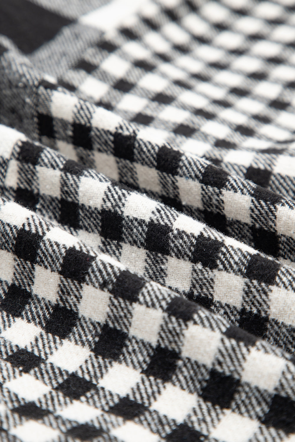 Casual Plaid Hoodie Drawstring Button Shacket