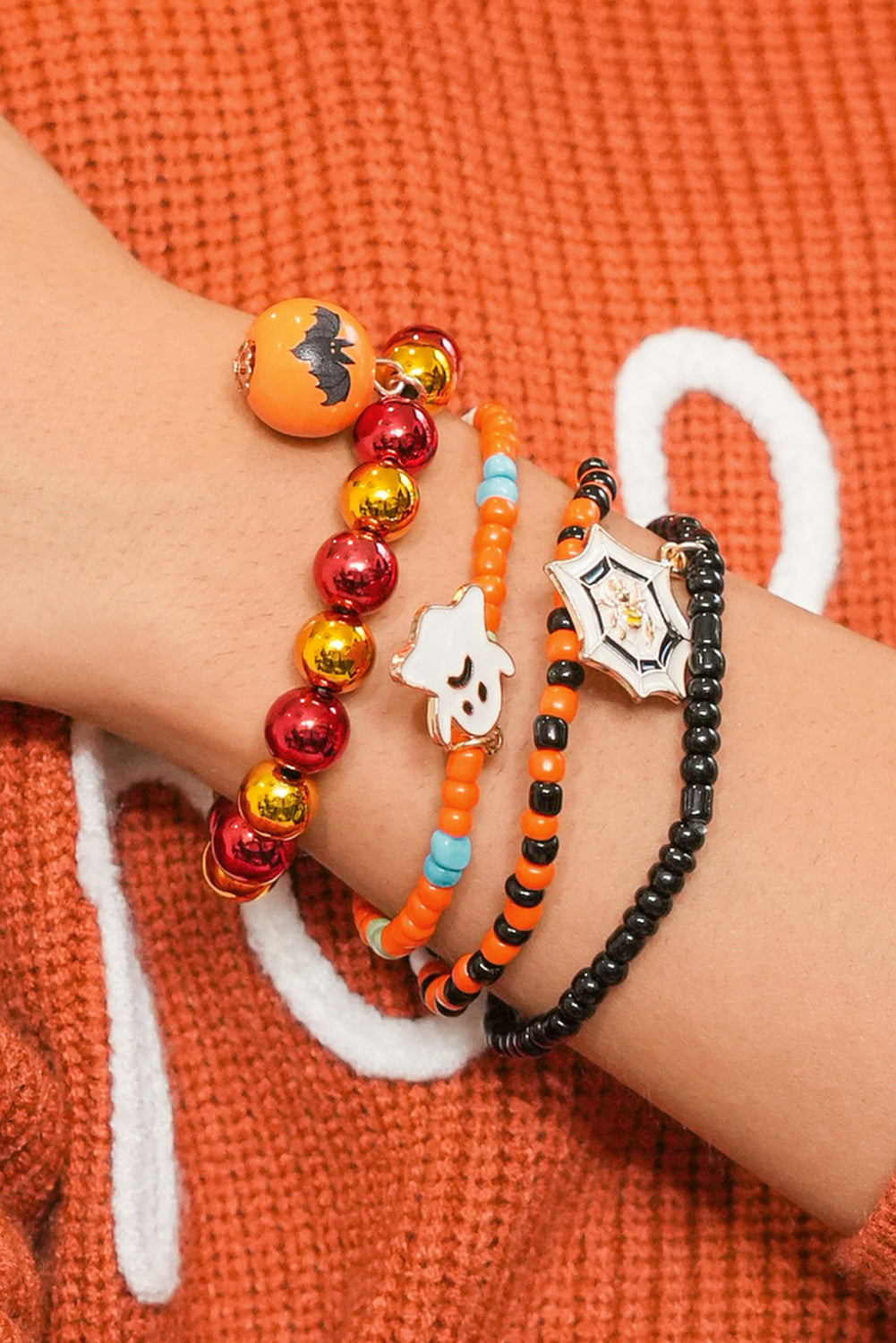 Orange 4pcs Halloween Ghost Spider Set