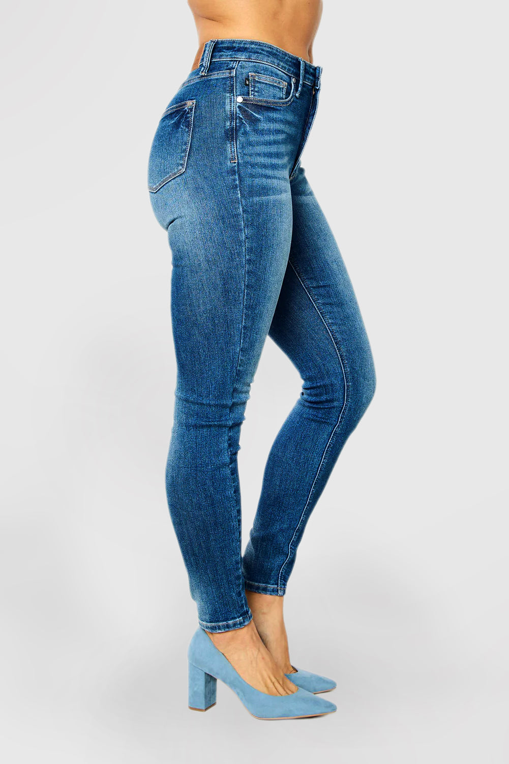 High Waist Cuffed Jeans Women's Casual Straight Leg